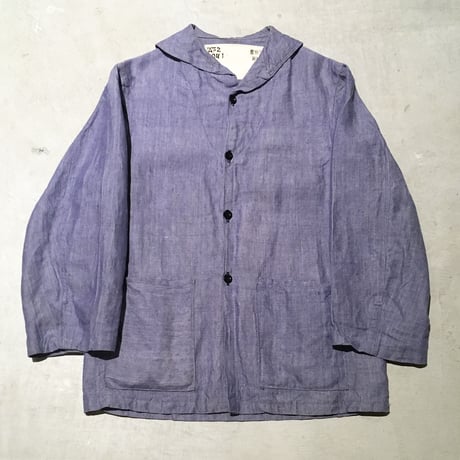 1960's French Navy Linen Shawl Collar Coverall