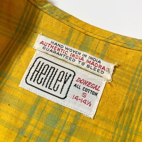 1960's DONEGAL Indian Madras Henleyneck S/S Shirt Deadstock