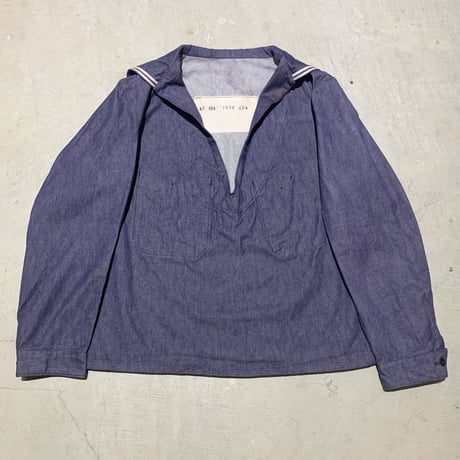 1970's French Navy Denim Sailor L/S Shirt
