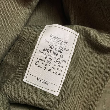 1940's US.ARMY M-45 Field Trousers Deadstock