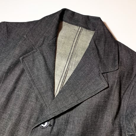 1950's British Unknown Black Denim Work Jacket Deadstock