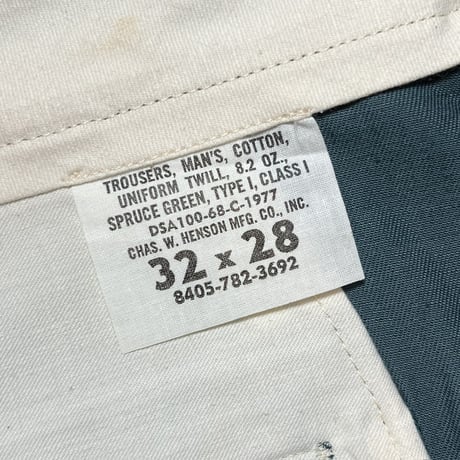 1960's US.ARMY Chino Trousers SPRUCE GREEN Deadstock