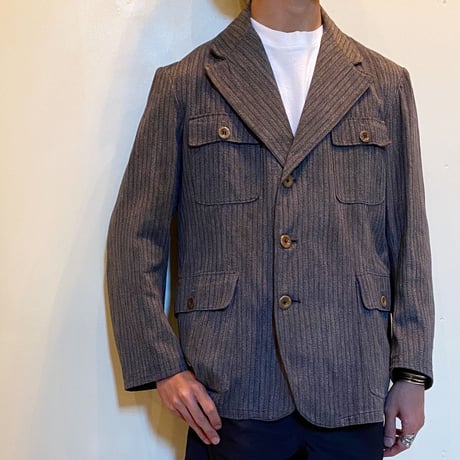 1930's〜 French Unknown Black Chambray Stripe Jacket