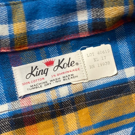 1960〜70's King Kole Heavy Flannel L/S Shirt Deadstock
