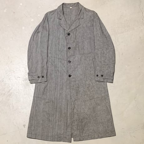 1940's French Unknown Gray Chambray Atelier Coat