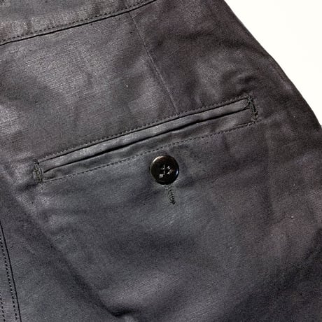 1950's French Unknown Black Linen Trousers Deadstock
