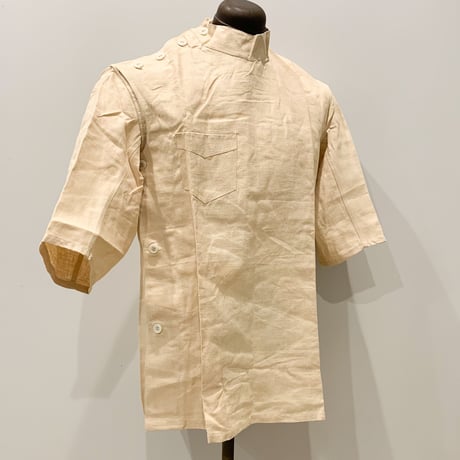 1940's〜 French Military Hospital Linen S/S Shirt Deadstock