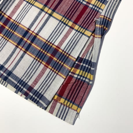 1960's DONEGAL Indian Madras Henleyneck S/S Shirt Deadstock