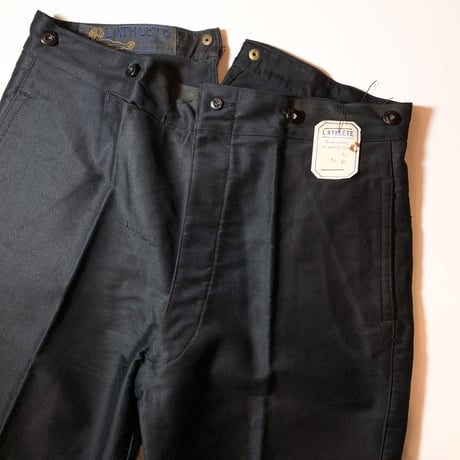 1930's〜 L'ATHLETE Black Moleskin Trousers Deadstock