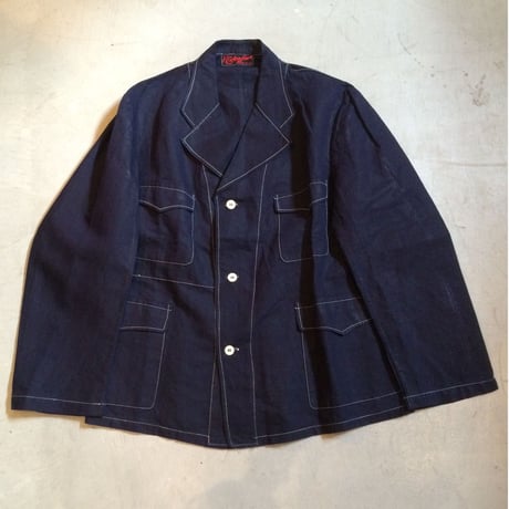 1940's French Indigo Linen Work Jacket Deadstock