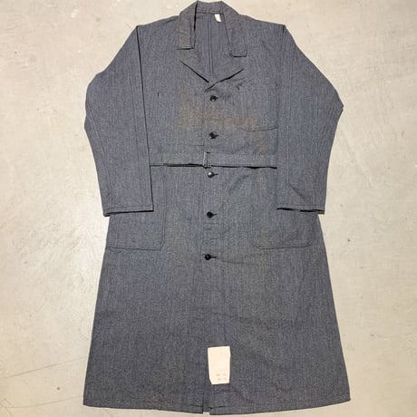 1950's French Unknown Black Chambray Atelier Coat Deadstock
