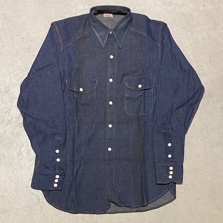 1950's TURNER TOGS Denim Western L/S Shirt Deadstock