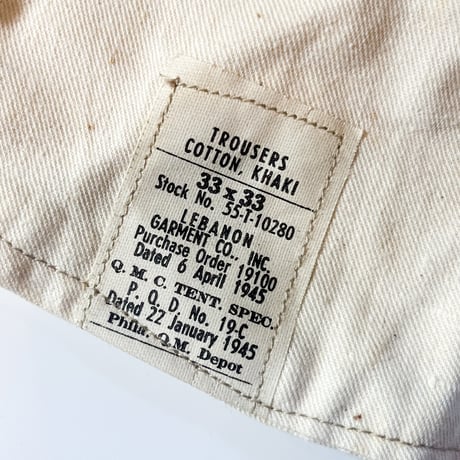1940's US.ARMY M-45 Chino Trousers Deadstock