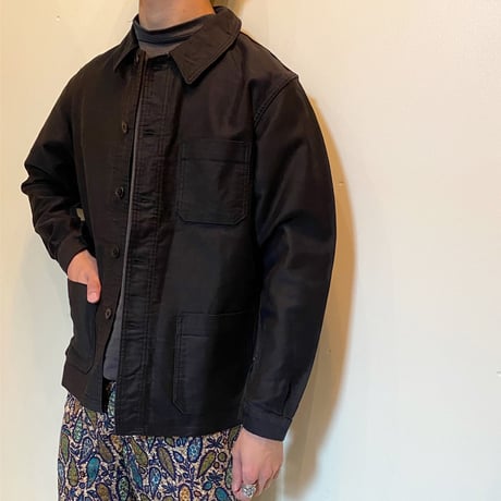 1950's French Unknown Black Moleskin Jacket