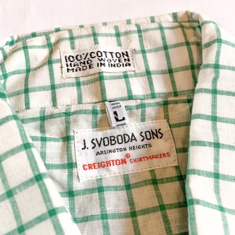 1970's J.SVOBODA SONS Indian Madras S/S Shirt Deadstock