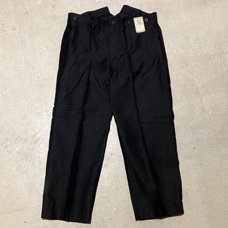 1920〜30's MARQUE DEPOSEE Black Cotton Trousers Deadstock