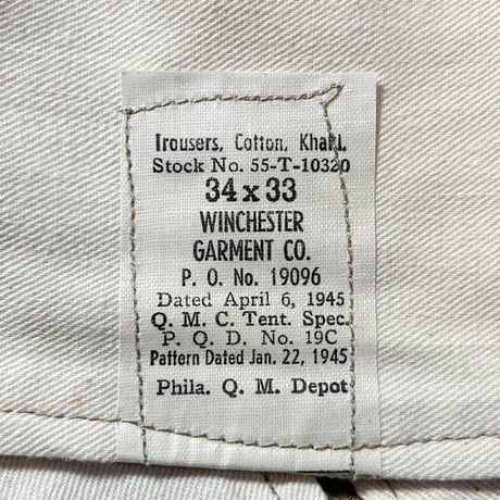 1940's US.ARMY M-45 Chino Trousers Deadstock