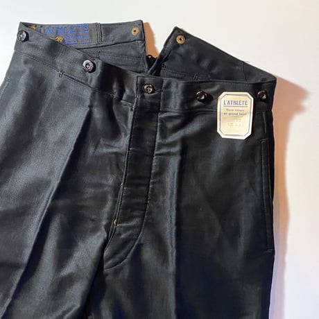 1930's〜 L'ATHLETE Black Moleskin Trousers Deadstock