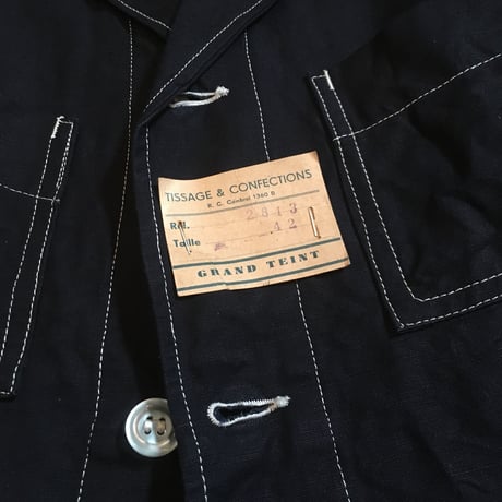 1940's TISSAGE&CONFECTIONS Indigo Linen Jacket