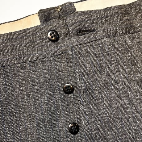 1930〜40's Unknown Black Covert Stripe Trousers Deadstock