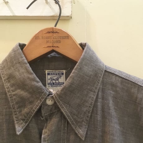 1940's SUPER OX HIDE Gray Chambray L/S Shirt
