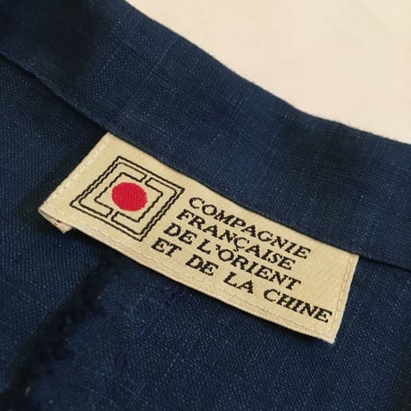 1970's COMPAGNIE FRANCAISE DE L'ORIENT Indigo Linen China Jacket Deadstock