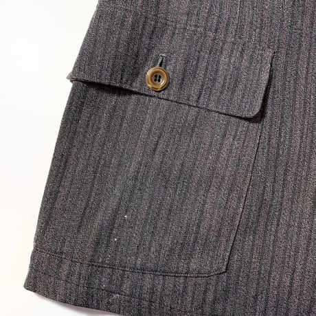 1930's〜 French Unknown Black Chambray Stripe Jacket