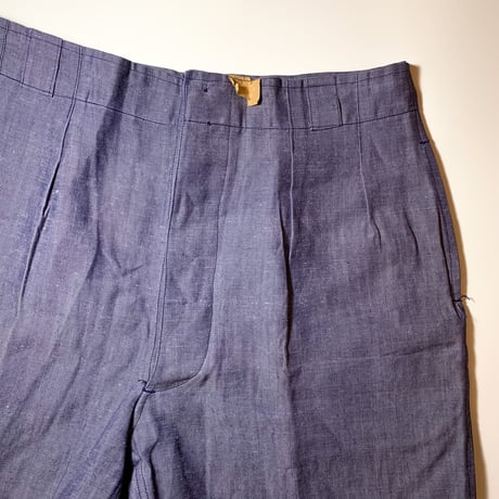 1950〜60's French Navy Linen Short Pants Deadstock