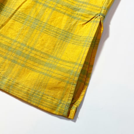 1960's DONEGAL Indian Madras Henleyneck S/S Shirt Deadstock