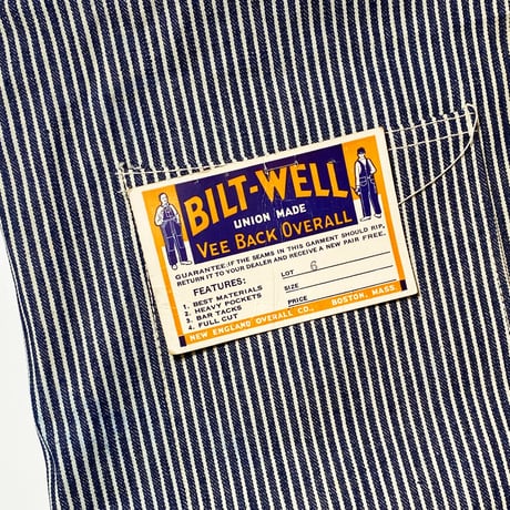 1940's BILT-WELL Hickory Apron Deadstock