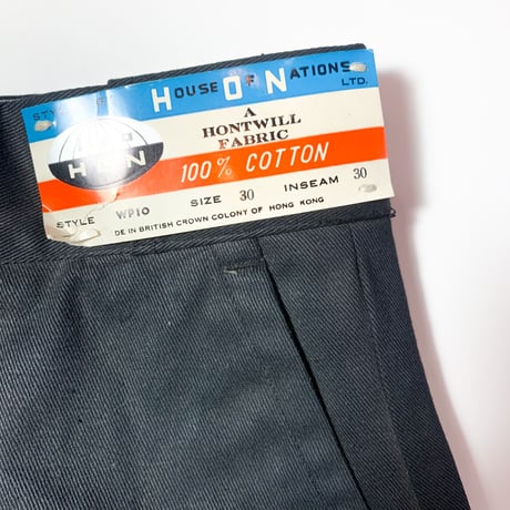 1960's HOUSE OF NATIONS Cotton Trousers Black Deadstock