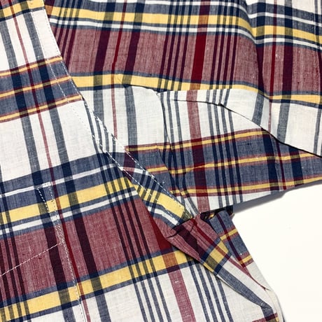 1960's DONEGAL Indian Madras Henleyneck S/S Shirt Deadstock