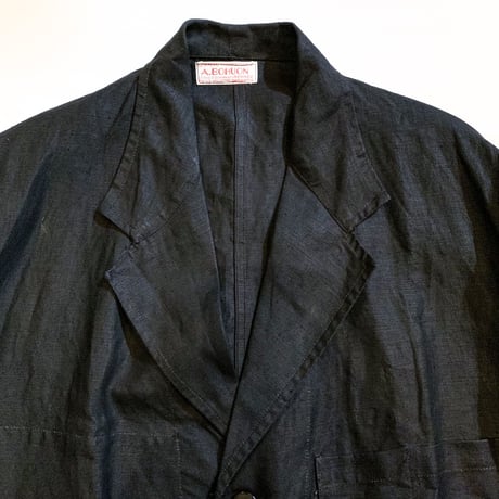 1940's A.BOHUON Black Linen Coat Deadstock