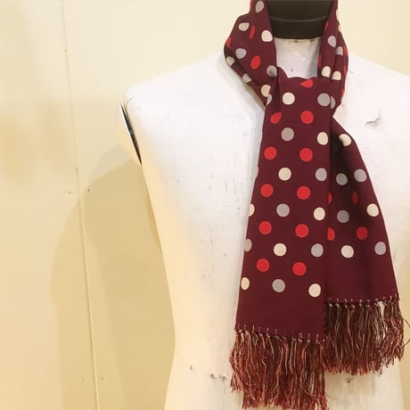 1950's Unknown Mulch Dots Rayon Scarf