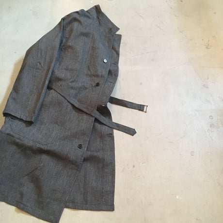 1950's French Unknown Black Chambray Atelier Coat Deadstock