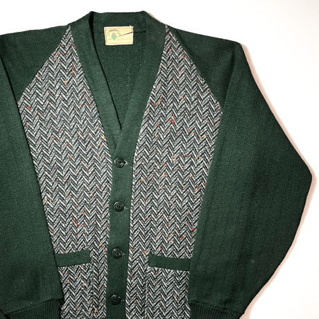 1940's STAUNTON Cotton&herringbone Tweed Cardigan