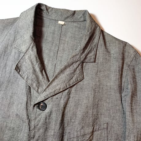 1940's French Unknown Gray Chambray Atelier Coat