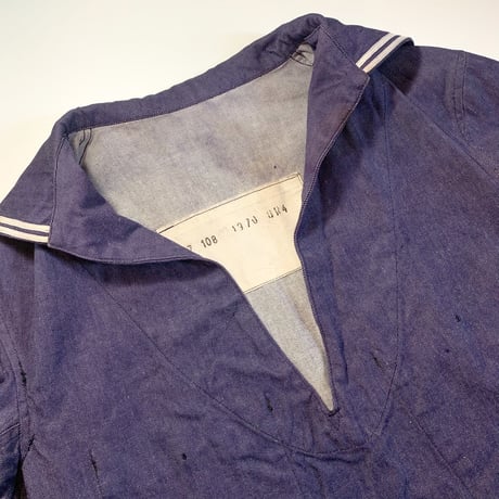 1970's French Navy Denim Sailor L/S Shirt