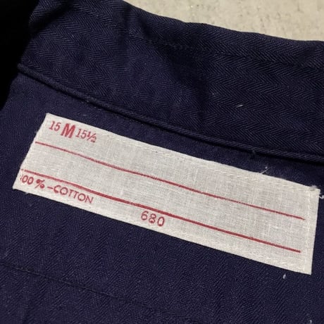 1960's Unknown Herringbone Twill L/S Work Shirt