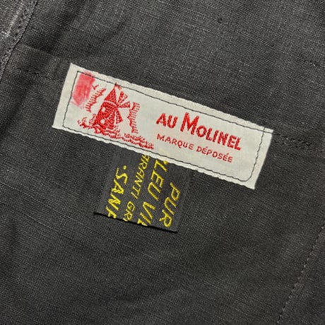 1950's AU MOLINEL Black Linen Coat Deadstock