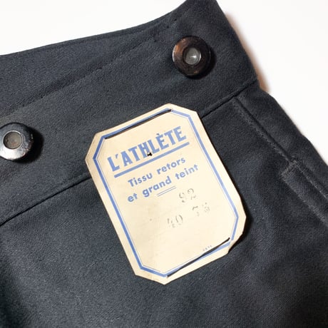 1930's〜 L'ATHLETE Black Moleskin Trousers Deadstock