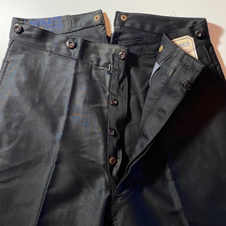 1930's〜 L'ATHLETE Black Moleskin Trousers Deadstock