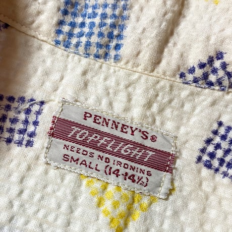 1950's PENNEY'S TOP-FLIGHT Seersucker S/S Shirt