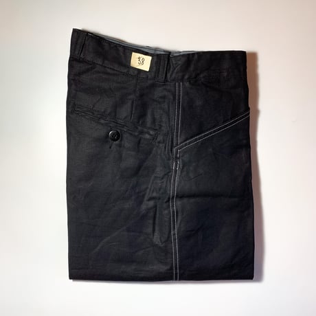 1950's French Unknown Black Linen Trousers Deadstock