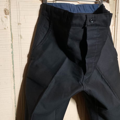 1950's〜 French Unknown Black Moleskin Trousers Deadstock