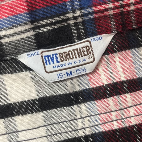 1980's FIVE BROTHER Heavy Flannel L/S Shirt Deadstock