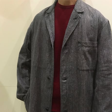 1950's French Unknown Black Chambray Atelier Coat