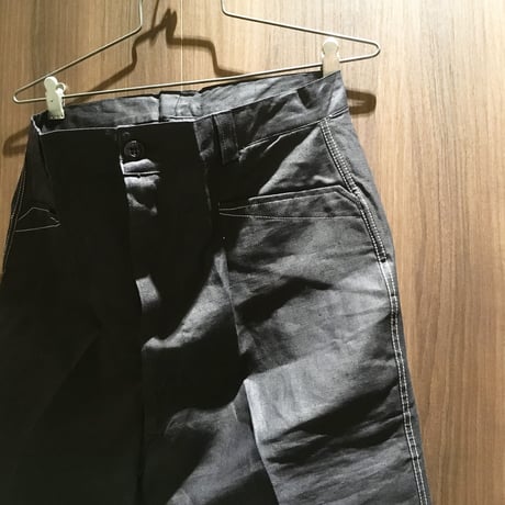 1950's French Unknown Black Linen Trousers Deadstock