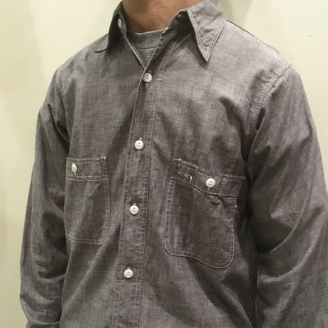 1940's SUPER OX HIDE Gray Chambray L/S Shirt