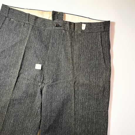1930〜40's Unknown Black Covert Stripe Trousers Deadstock